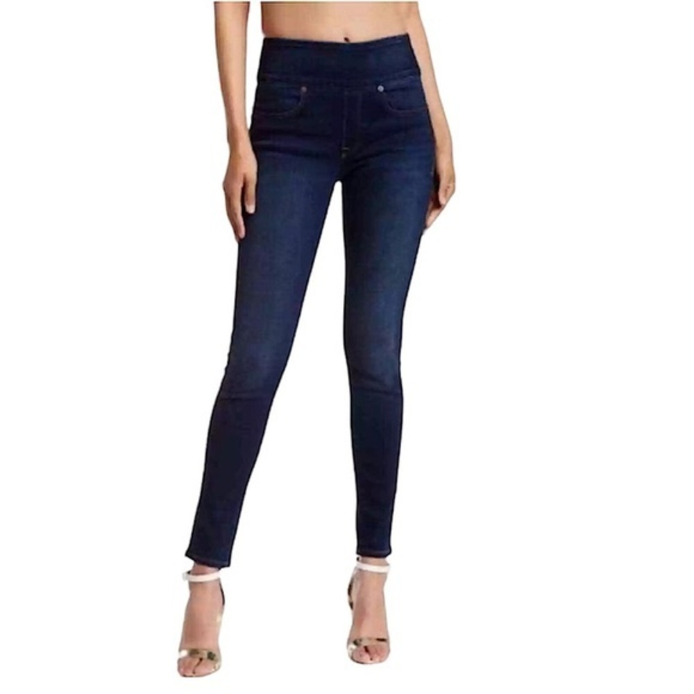SPANX The Signature Side Zip High Waist Dark Wash Skinny Slimming Jeans 27